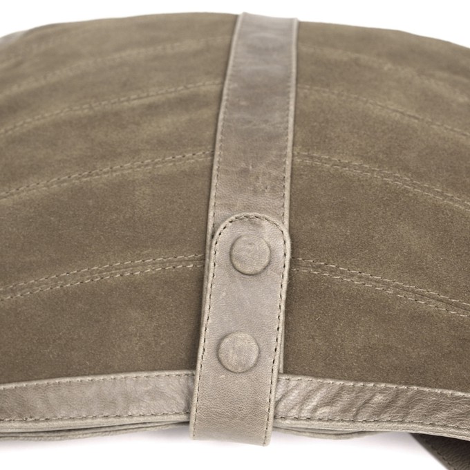 Yoko - khaki large leather shopper crossbody bag from Treasures-Design