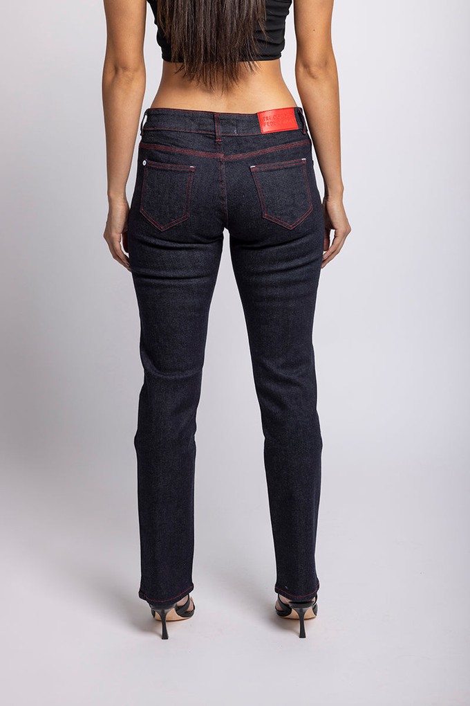 Tioke Low Rise Organic Red Stitch Jean from TRi COLOUR FEDERATiON