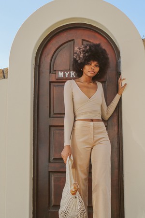Kaya Wrap Top Beige - morena isabel from Troo