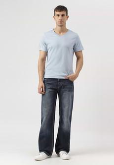 Unüberschüssiges Versprechen | Mittelindigoblaue, mittelhohe Baggy-Jeans via Un Denim