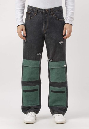 Re.Street Multi-Pocket | Graue, gerade Jeans mit hohem Bund from Un Denim