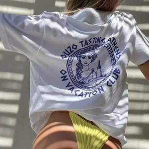 On Vacation Ouzo Tasting T-Shirt Wit from UP TO DO GOOD