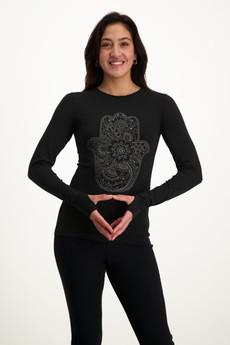 Karuna OM yoga longsleeve shirt – Urban Black via Urban Goddess