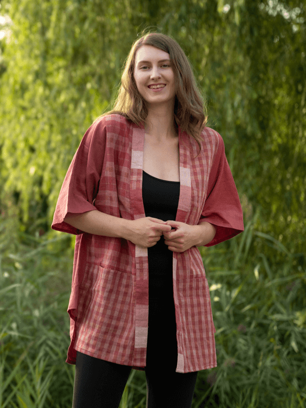 Pink Gamcha Kimono from Urban Medley