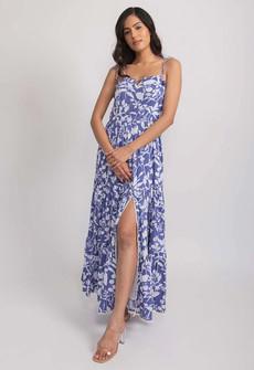 Floral Strappy Maxi Dress - Blue van Urbankissed
