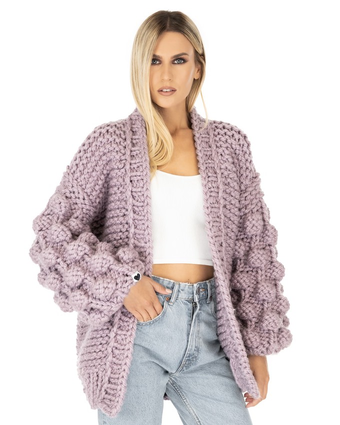 Bubble Sleeve Cardigan - Lilac from Urbankissed