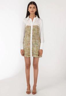 Handwoven Shirt Dress - Green via Urbankissed