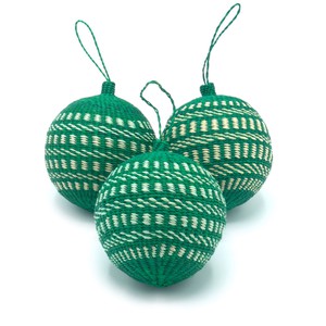 Green & White Christmas Tree Baubles Pack of 3 from Urbankissed
