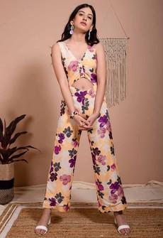 Floral Jumpsuit - Yellow & Pink via Urbankissed