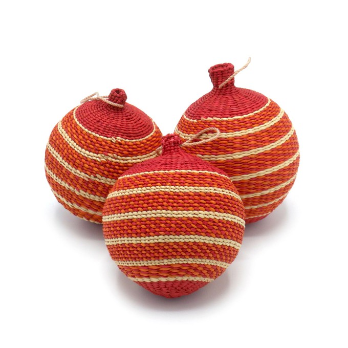 Orange & Red Christmas Tree Baubles Pack of 3 from Urbankissed