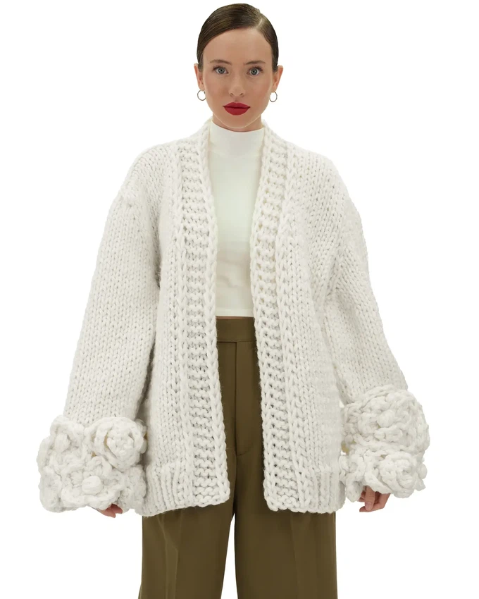 Floral Sleeves Cardigan - White from Urbankissed