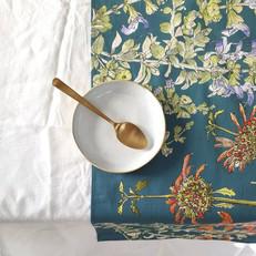 Floral Table Runner Cotton - Blue Salvia via Urbankissed