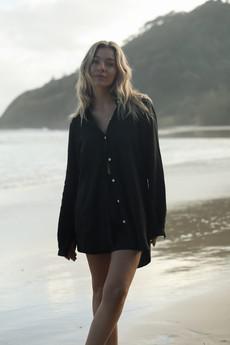 Linen Shirt Black - The Allie via Urbankissed