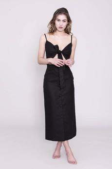 The Annie - Linen Crop Top - Black van Urbankissed