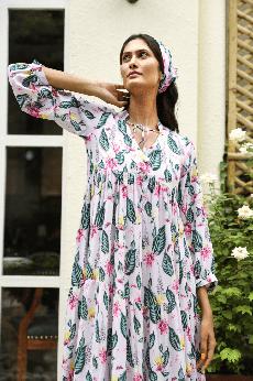 Floral Tiered Maxi Dress - White & Green via Urbankissed