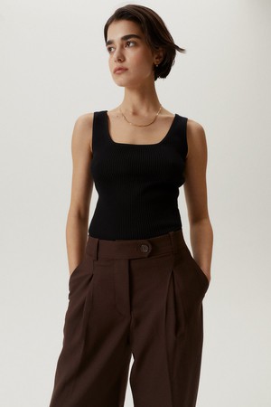 The Organic Cotton Ribbed Tank Top - Black from Urbankissed