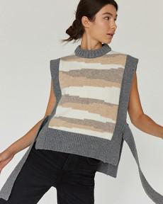 Wool Vest Women - Grey & Cream via Urbankissed