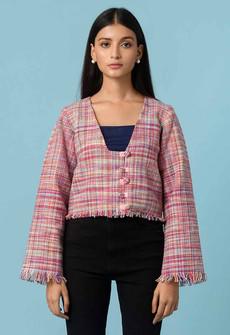 Pink Handwoven Fringed Jacket via Urbankissed
