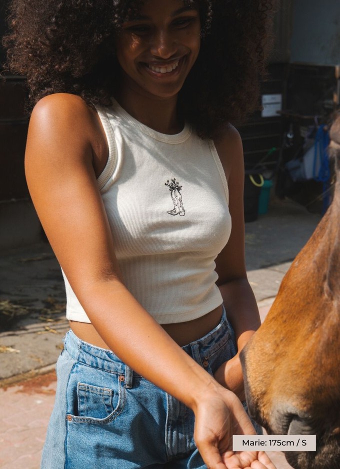 Cowgirl Boot Crop Top - Off-White from Urbankissed