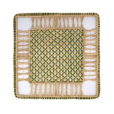 Set x 4 Natural Woven Straw Green Olive Square Placemats via Urbankissed