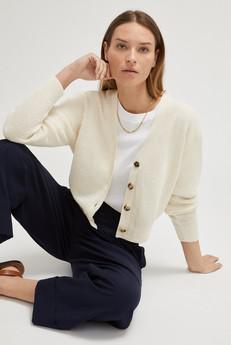 The Linen Cotton Ribbed Cardigan - Ivory van Urbankissed