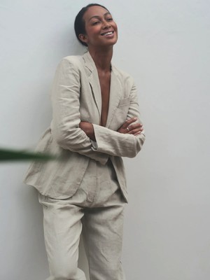 Beige Linen Suit For Woman from Urbankissed