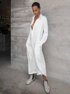 Linen Dress Shirt in White - Philomena via Urbankissed