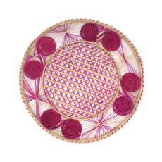 Set x 4 Natural Straw Woven Pink Spiral Round Placemats via Urbankissed