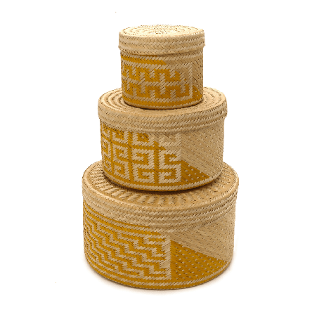 Woven Natural Straw Yellow Baskets from Urbankissed