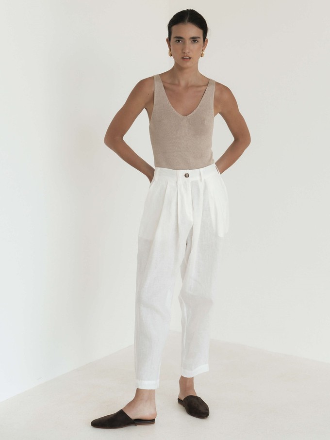 Tapered Suiting Linen Trouser White from Urbankissed