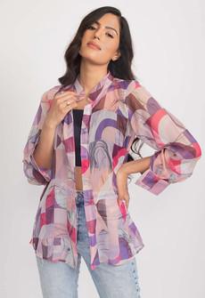 Multicoloured Chiffon Shirt - Blush via Urbankissed