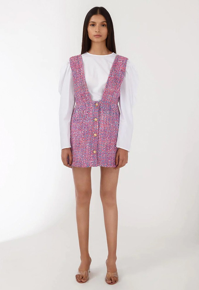 Handwoven Deep V Neck Dress - Purple from Urbankissed