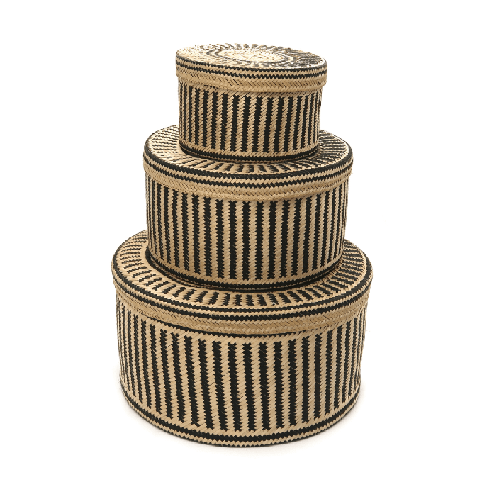 Woven Natural Straw Black Baskets from Urbankissed
