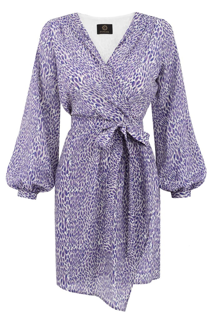 Cocktail Wrap Dress Blue Dotted from Urbankissed