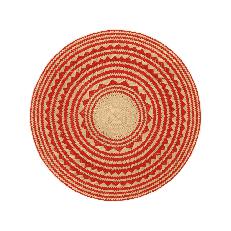 Set x 4 Woven Natural Straw Red Round Placemats via Urbankissed