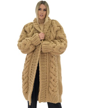 Long Cable Coat - Camel from Urbankissed