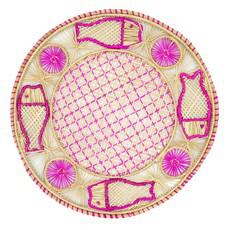 Round Placemats Natural Straw Woven Pink & Fish (Set x 4) via Urbankissed