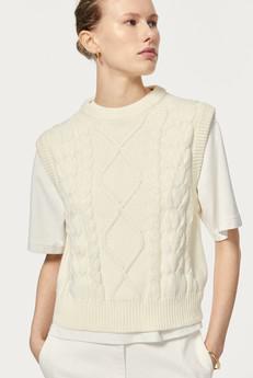The Organic Cotton Aran Tricot Vest - Milk White via Urbankissed