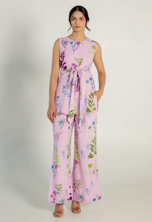 Floral Set - Short Sleeve Top & Wide Leg Pants from Urbankissed