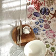 Seashell Table Runner Cotton - Colorful via Urbankissed