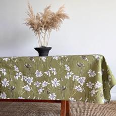 Floral Tablecloth Recycled Plastic - Green Irises via Urbankissed
