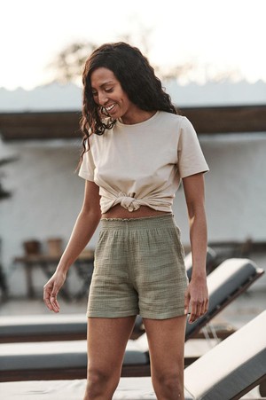 Muslin Shorts - Organic Cotton Shorts - Olive Pear from Urbankissed