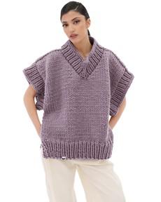 V-neck Poncho Sweater - Lilac via Urbankissed