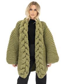 Cable Knitted Coat - Khaki van Urbankissed