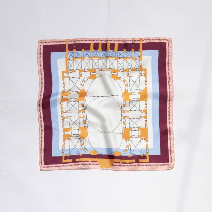 Silk Scarf - Wine Red, Orange & Light Blue - Hegia Sophia from Urbankissed