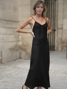 Linen Slip Dress in Black via Urbankissed