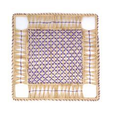 Natural Woven Straw Purple Lavender Square Placemats van Urbankissed