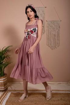Floral Tiered Bow Dress - Light Purple via Urbankissed