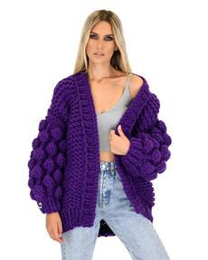 Bubble Sleeve Cardigan - Purple van Urbankissed