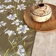 Floral Table Runner Recycled Plastic - Green Irises via Urbankissed